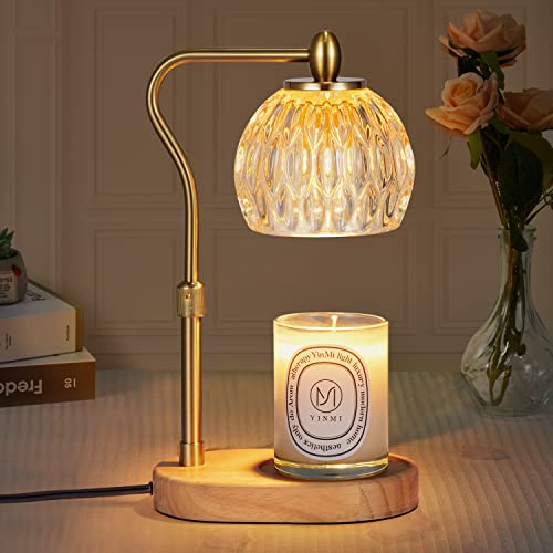 Candle Warmer, Candle Warmer Lamp with Timer & Dimmer Candle Warmer Height Adjustable for all Size Scented Candles, Candle Warmer with 2 * 50W Bulbs for Home Decor Mothers Day(Gold)