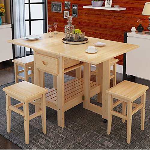 Foldable Kitchen Table with Wheels, Drop Leaf Dining Table for Small Spaces R978