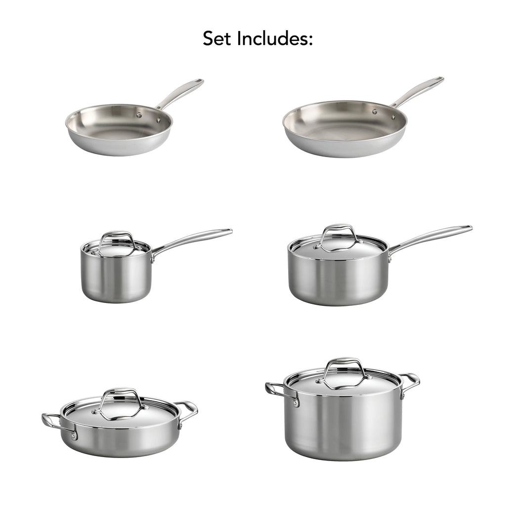 Tramontina Tri Ply Clad Stainless Steel Cookware Set, 10 Pc Q293