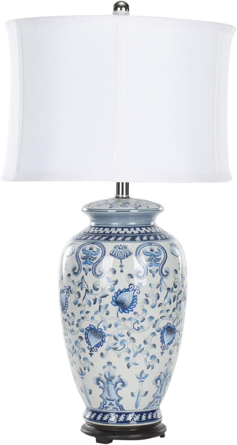 SAFAVIEH Lighting Collection Paige Blue/ White Ginger Jar Chinoiserie 29-inch Bedroom Living Room Home Office Desk Nightstand Table Lamp (LED Bulb Included)