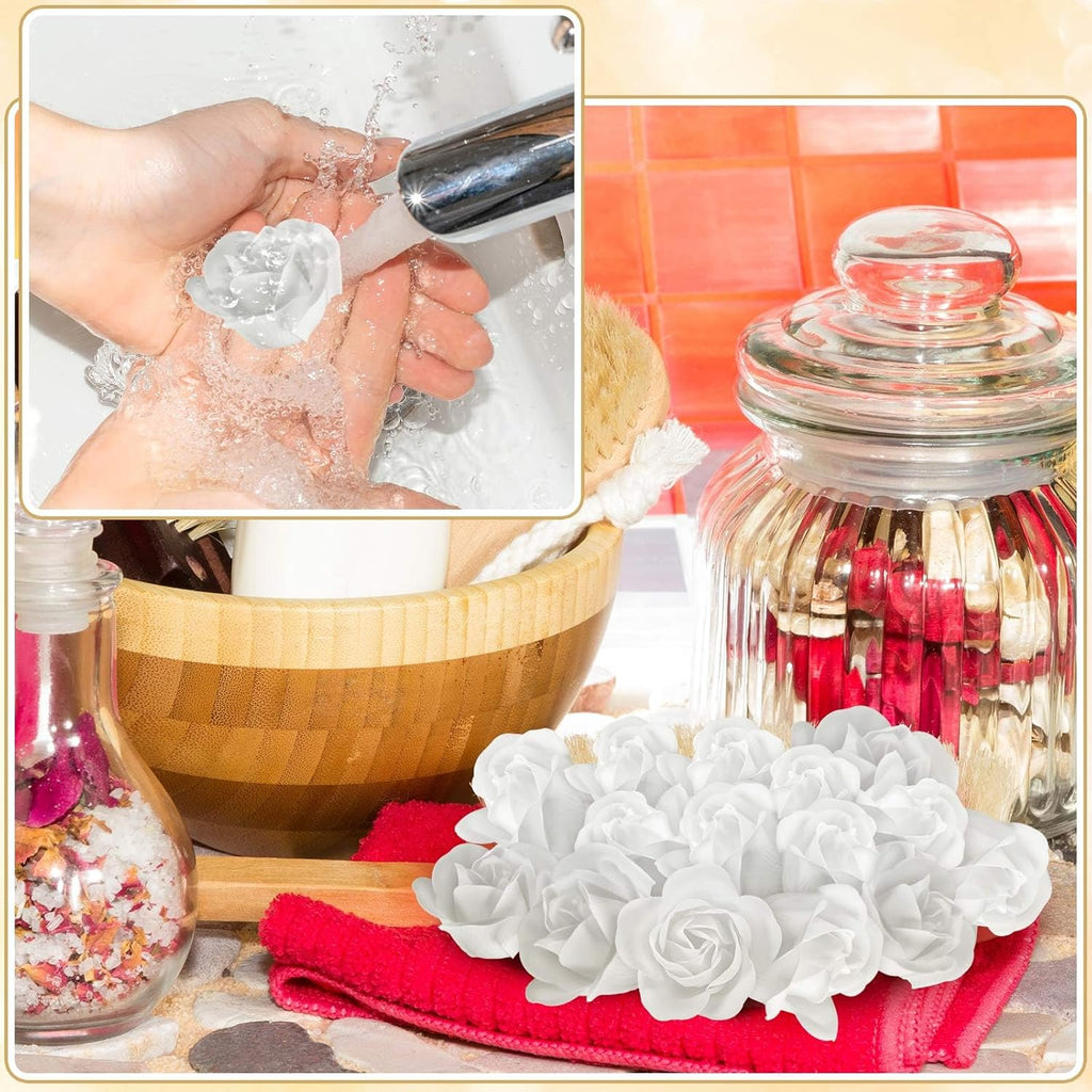 Lounsweer 162 Pcs Rose Flower Soap Floral Scented Body Soap (White) S137804