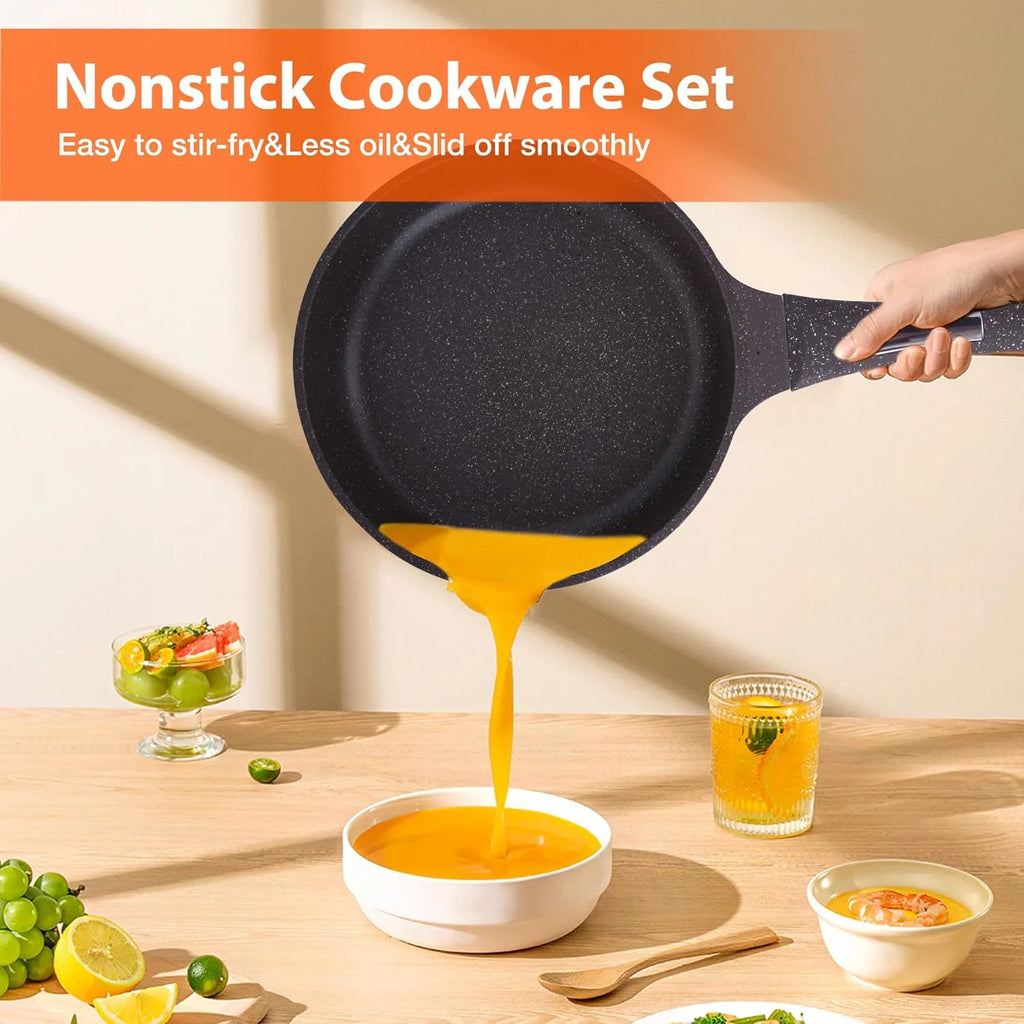 Nonstick Cookware Set 8 Piece, Dishwasher Safe Pots and Pans, Black L45308