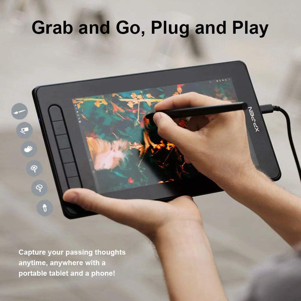 XP Pen Artist 10 2nd Graphics Tablet with Screen X3 Smart Chip Drawing Display J506