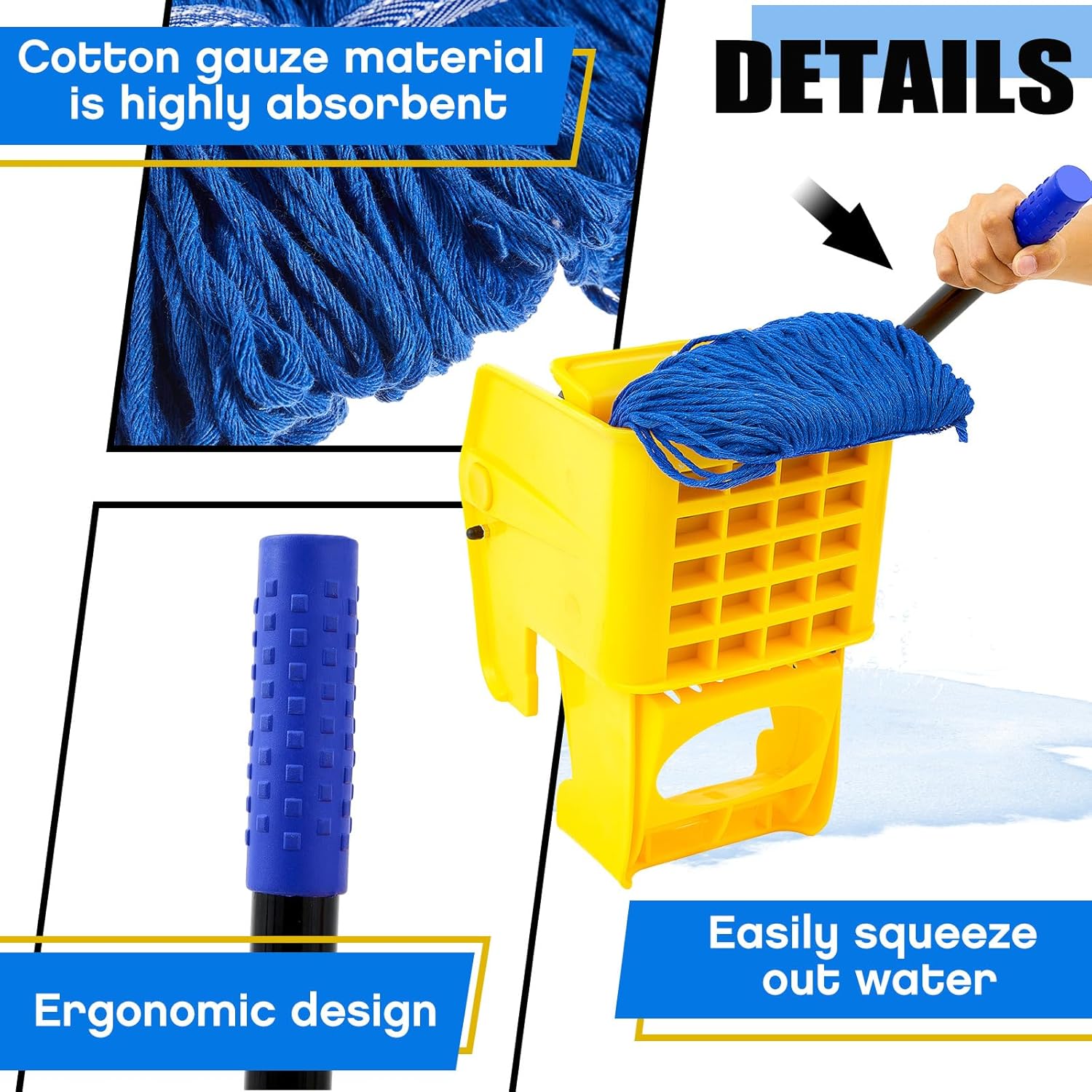 Side Press Mop Wringer Replacement for 26 and 33 Qt Bucket with Mop Head Refill M1041