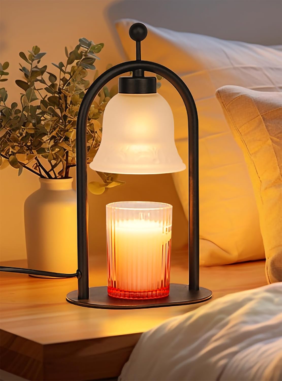 Candle Warmer Lamp with Timer, Electric Candle Warmer Lamp with 2 Bulbs for Jar Candles, Dimmable Timer Heat Melting Wax Candles for Bedroom Home Decor House Warming Gifts