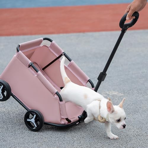 Pink 4-Wheel Folding Dog Stroller for Small Dogs Cats F74957