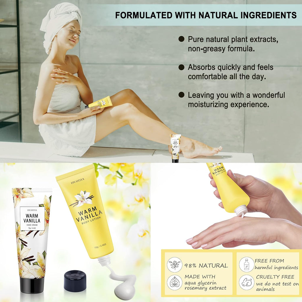 Relaxing Spa Gifts Basket for Women Warm Vanilla Bath and Body Set E377524