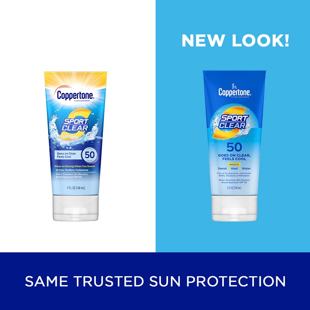 Coppertone SPORT Clear Sunscreen Lotion SPF 50, Water Resistant, 5 Fl Oz F103028