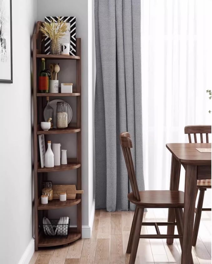 6 Tier Wooden Corner Bookshelf Bookcase Tall Narrow Storage H7121