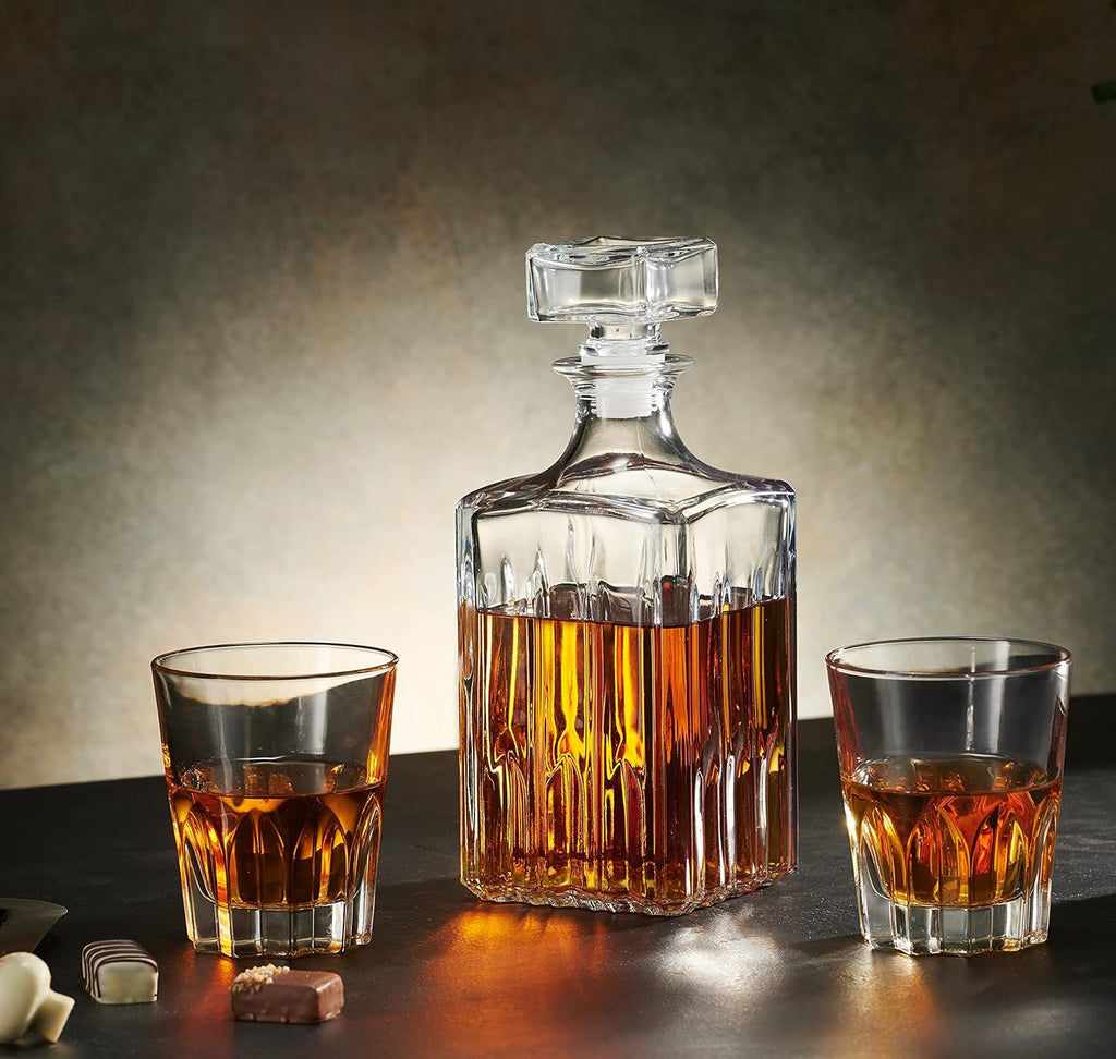 Godinger Whiskey Decanter and 2 Glasses Bar Set, Italian Made G948247