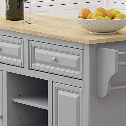 Glenwillow Home Kitchen Cart with Wood Top, Cherry Y533