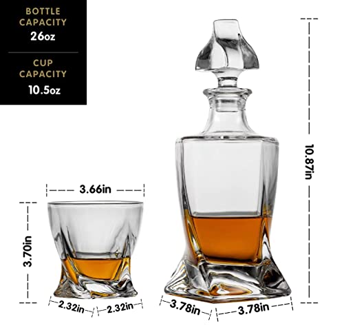Whiskey Decanter Set with 4 Glasses in Gift Box by Verolux G281