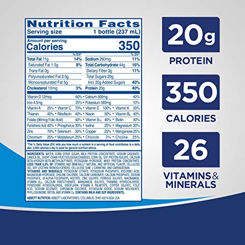 Ensure Enlive Meal Replacement Shake, Vanilla, 20g Protein, 8 Fl Oz (Pack of 4) N21226