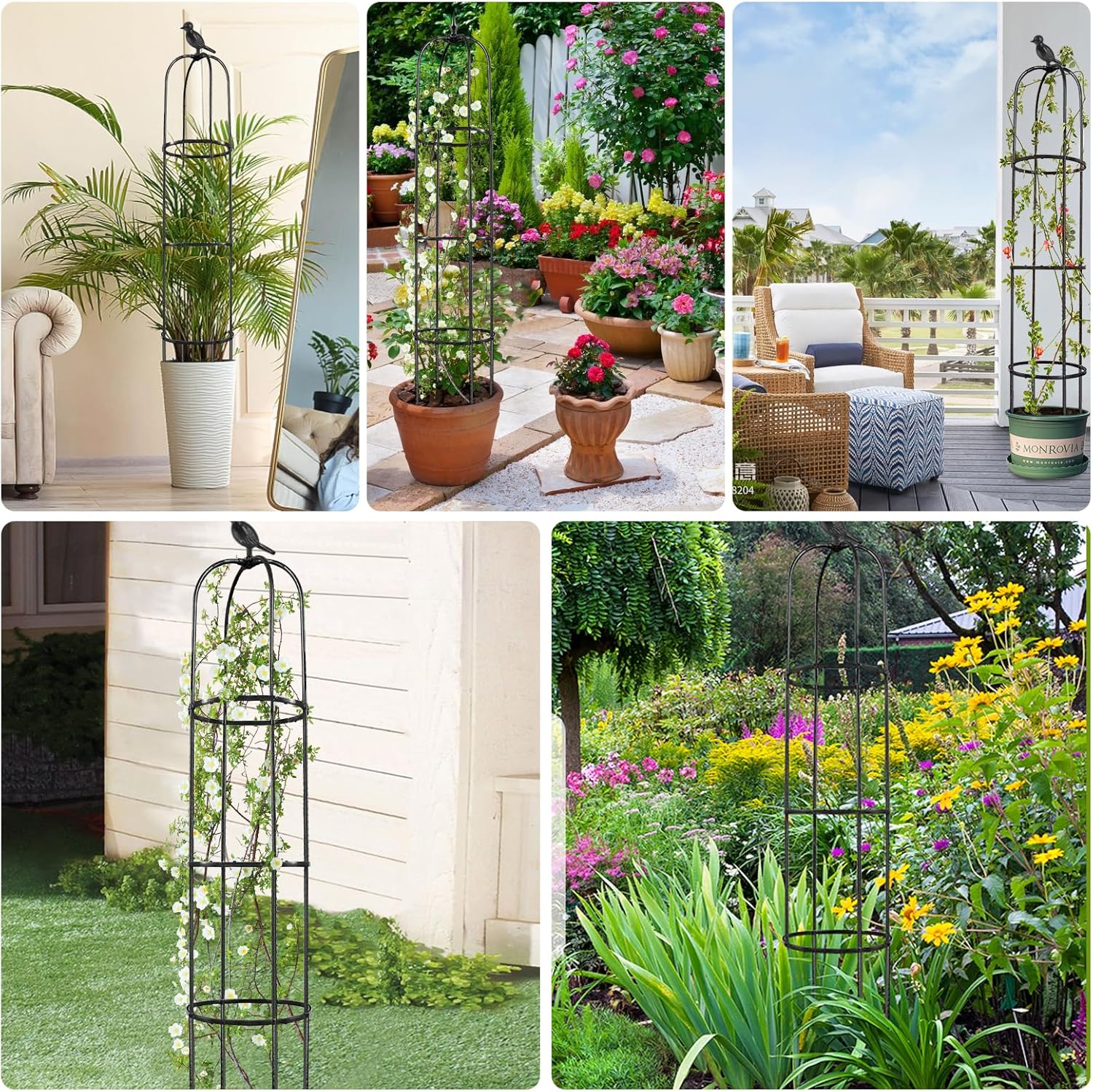 Garden Trellis for Climbing Plants Outdoor, 6ft Tall Plant Support J1513