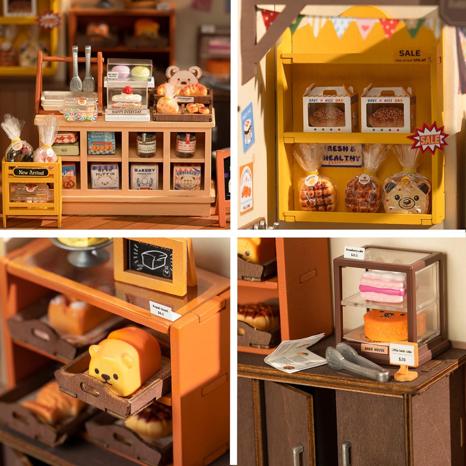 Rolife DIY Miniature Doll House Kit, Becka's Bakery Diorama with LED M859684
