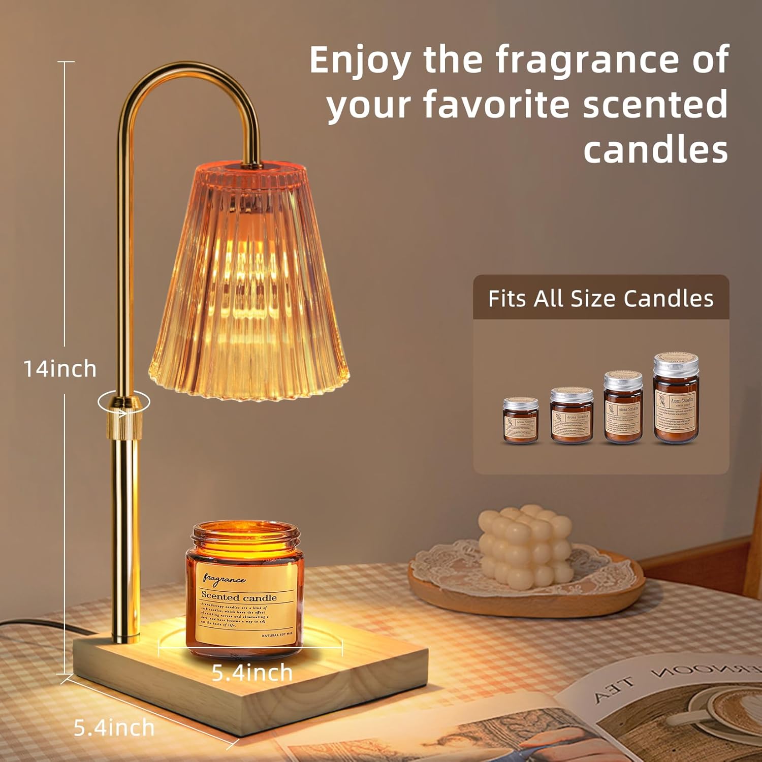 CHENBEN Candle Warmer Lamp, Dimmable with Timer, Champagne Gold B54363