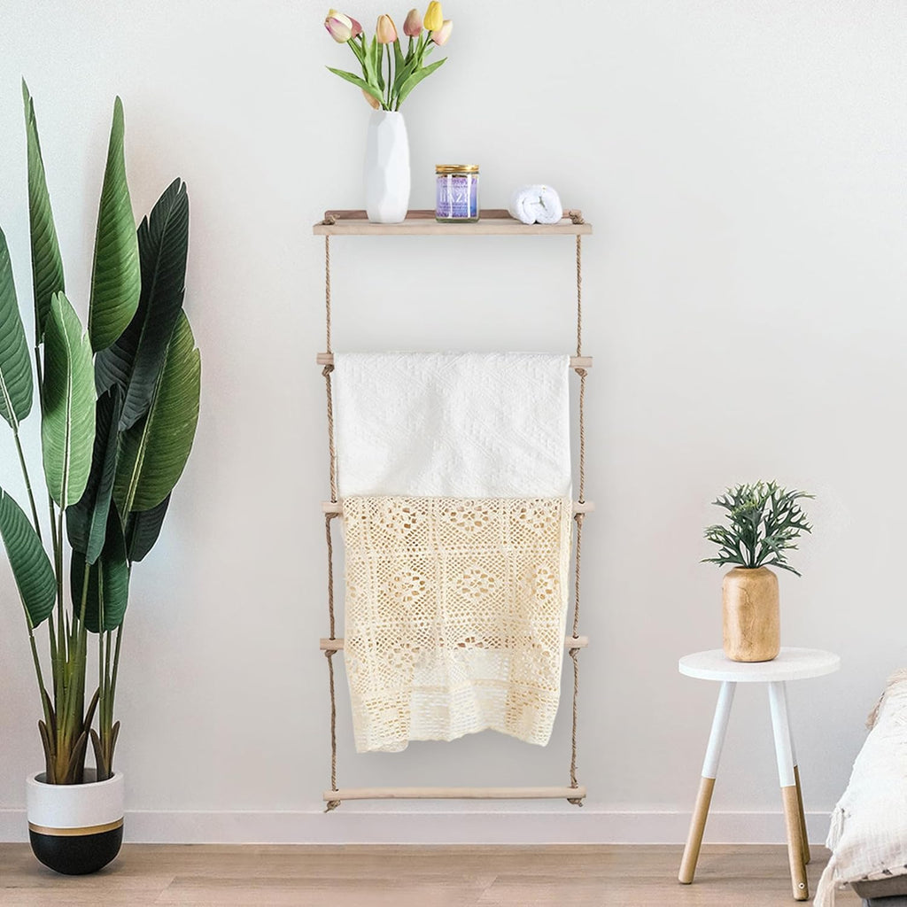 Wooden Blanket Ladder for Living Room, Bedroom, and Bathroom Q1302