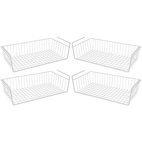 Modern Home Cabinet Wire Hanging Basket Shelves - Space Saving Under Shelf Storage Organizer (15")
