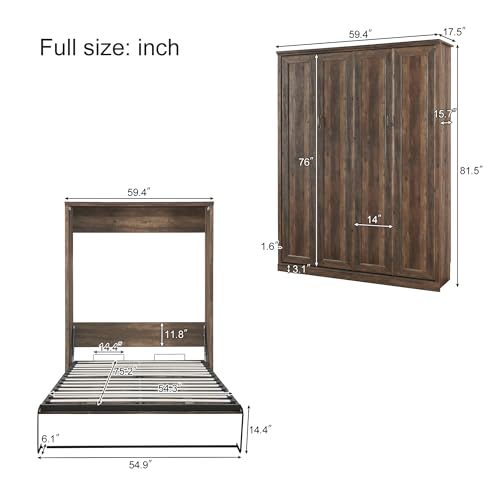 Murphy Bed Queen Size Wall Bedframe Foldable Cabinet White Y70893