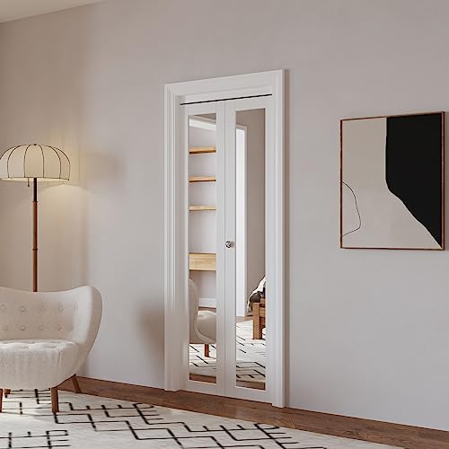 Bi-Fold Mirrored Closet Door 30" x 80" with Hardware Kit H7844