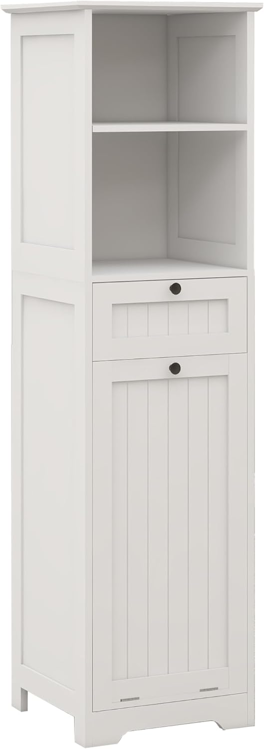 Compact Laundry Sorter Cabinet with Tilt-Out Basket Drawer, White P100
