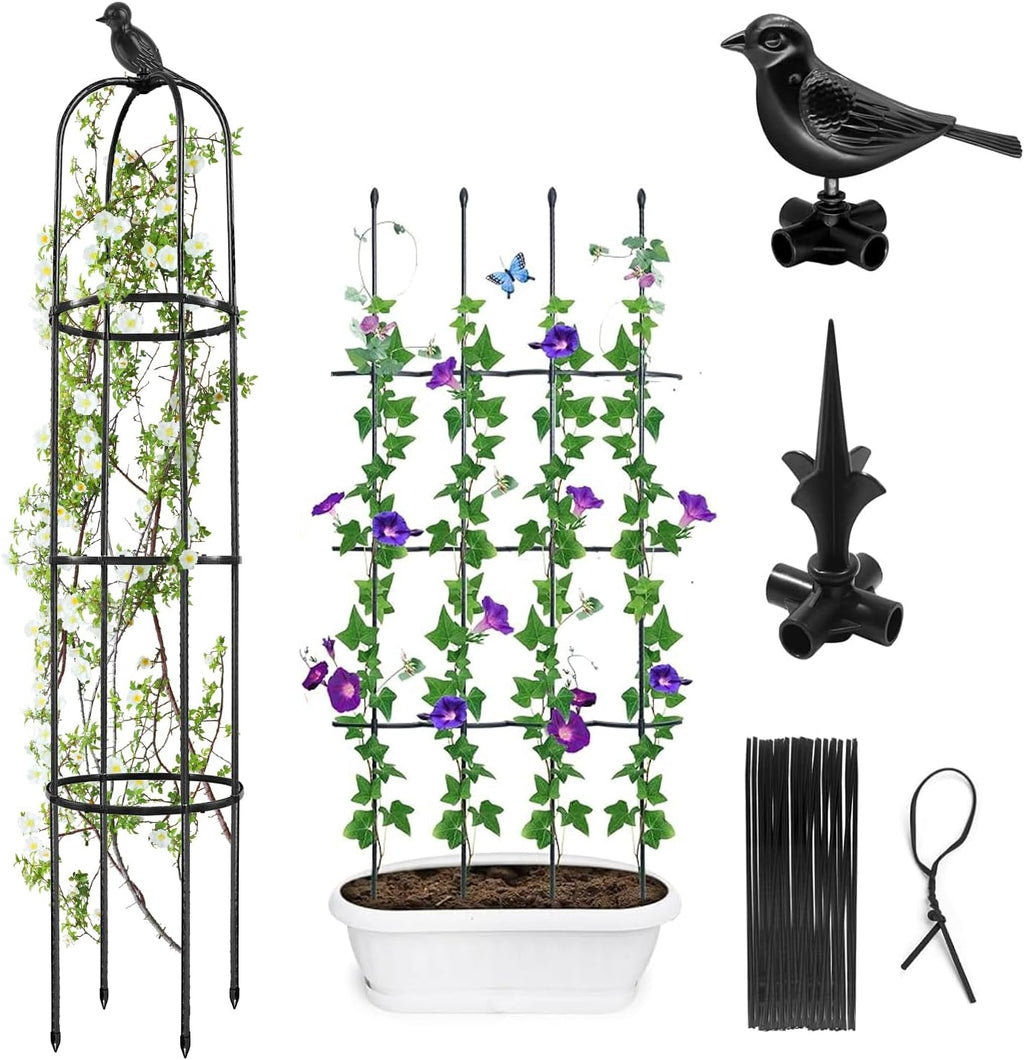 Garden Trellis for Climbing Plants Outdoor, 6ft Tall Plant Trellis Support for Potted Plants Climbing Vine Rose Clematis Vegetable Cucumber Trellis, Garden Obelisk Trellis