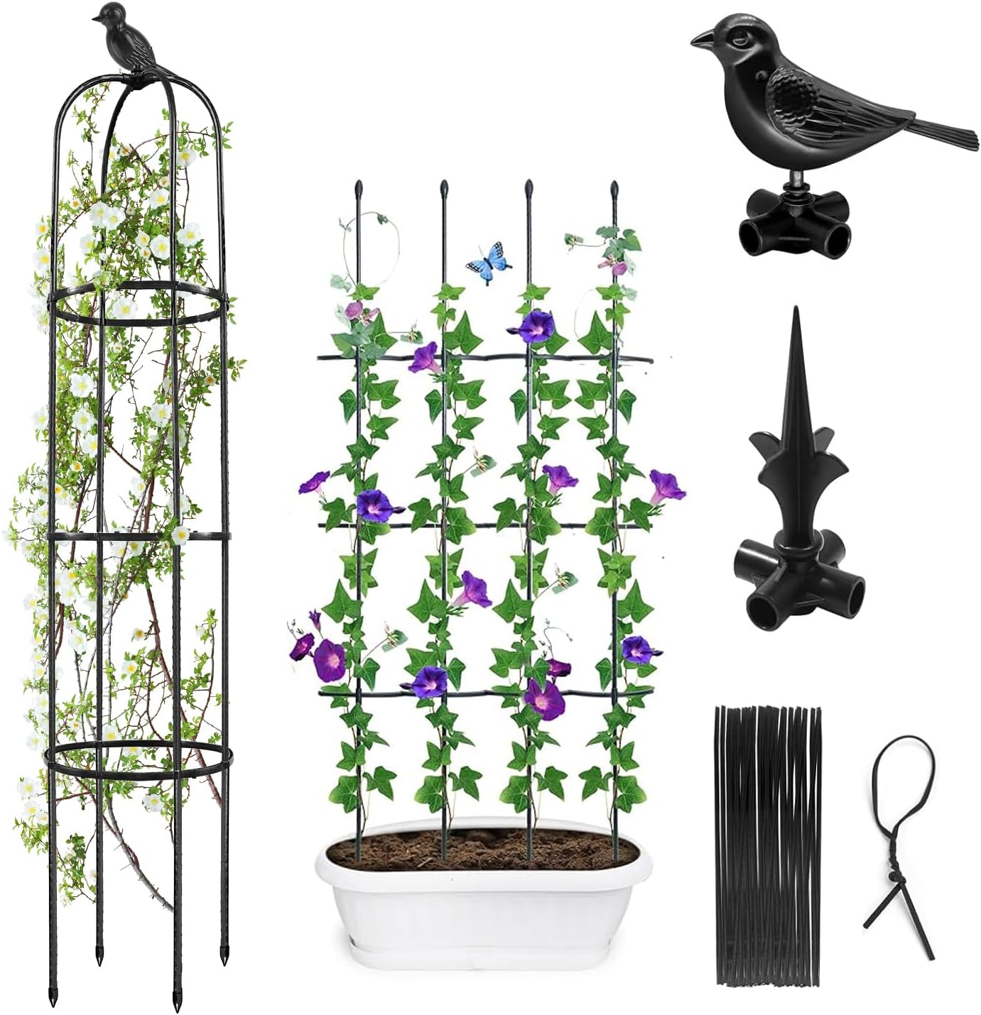 Garden Trellis for Climbing Plants Outdoor, 6ft Tall Plant Trellis Support for Potted Plants Climbing Vine Rose Clematis Vegetable Cucumber Trellis, Garden Obelisk Trellis