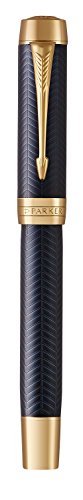 Parker Duofold Centennial Fountain Pen, Medium Solid Gold Nib, Blue Chevron V703