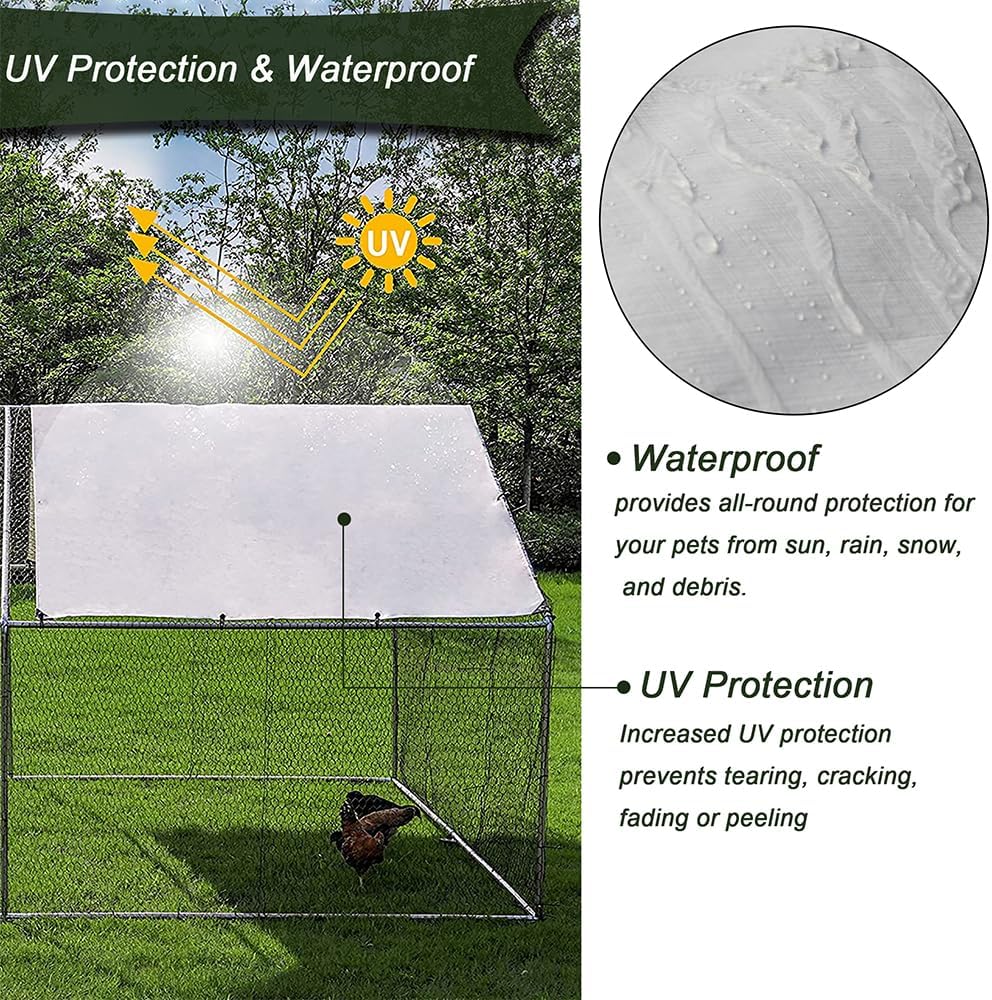 Large Metal Chicken Coop Walk-in Poultry Cage with Waterproof Cover O1158