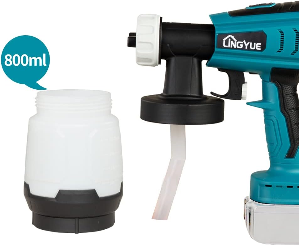 LINGYUE Cordless Paint Sprayer for 18V MAKITA Battery, HVLP Spray Gun C5758