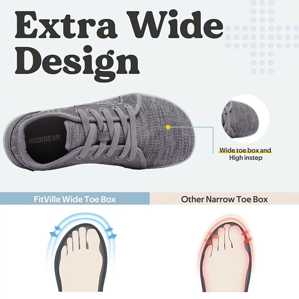 Hobibear Men's Wide Toe Box Barefoot Shoes Light Gray 8 L784736