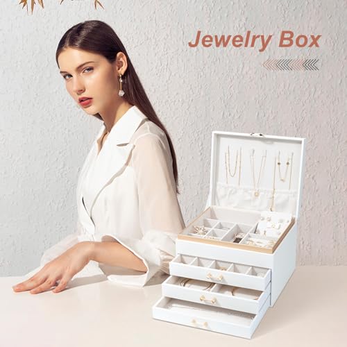 Jewelry Box with 4 Drawers for Women, Black H96916