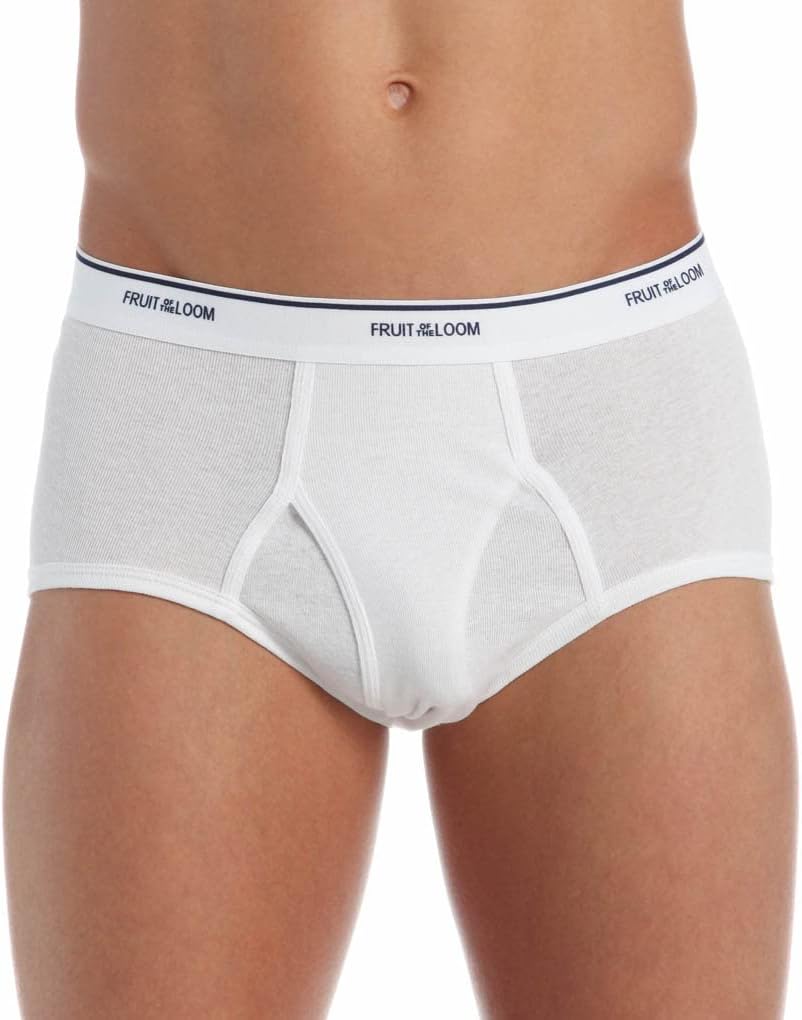 Fruit of the Loom Men's Cotton Brief Underwear, Multi-Pack, White, Large B5400