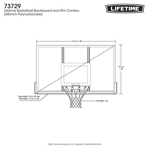 Lifetime 73729 48 in. Shatter Proof Backboard Rim Combo, Orange/White G132282