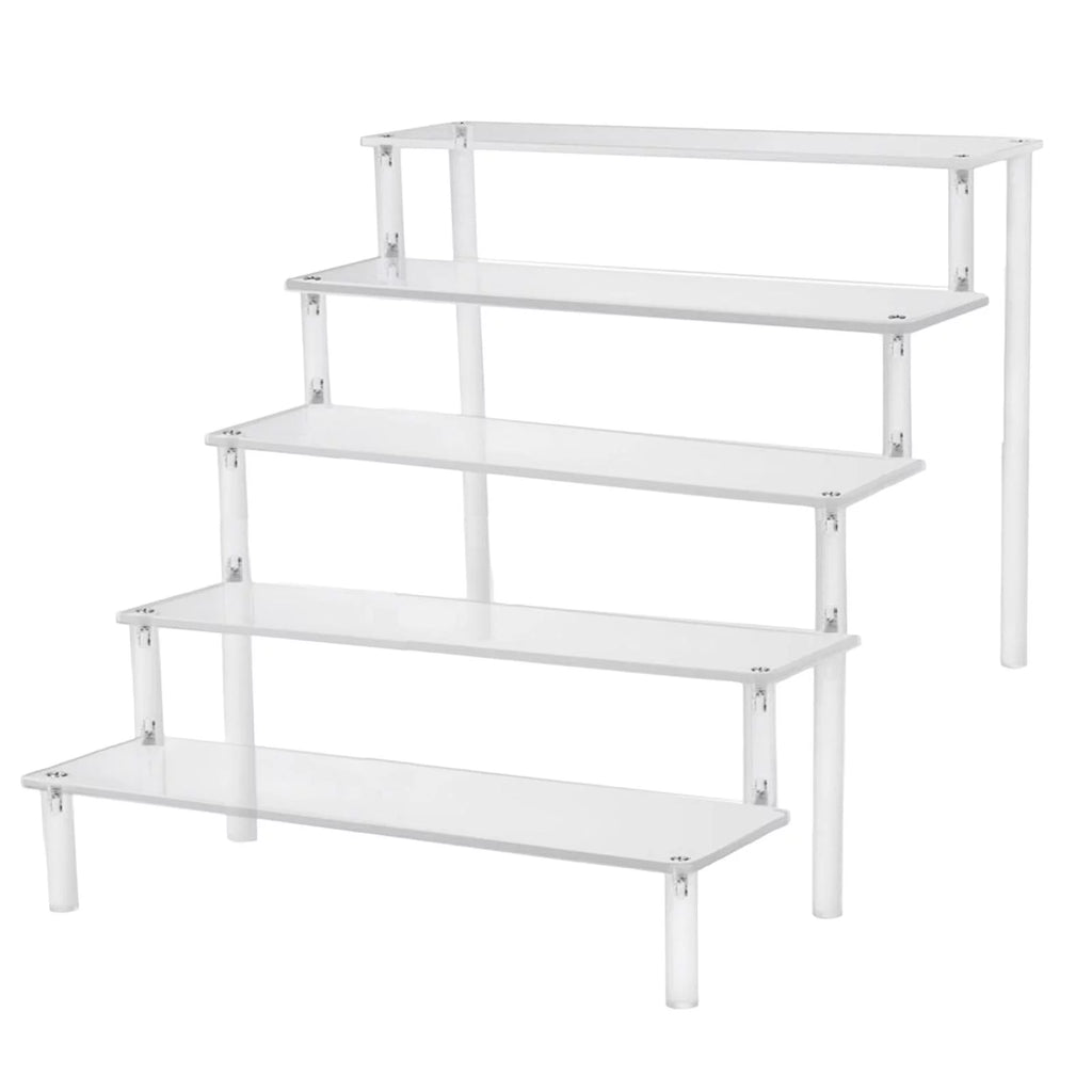 Transparent Acrylic Display Riser Shelf Perfume Makeup Storage Organizer Cupcakes Cosmetics Ladder Countertop Collectibles Holder , 5 Tier
