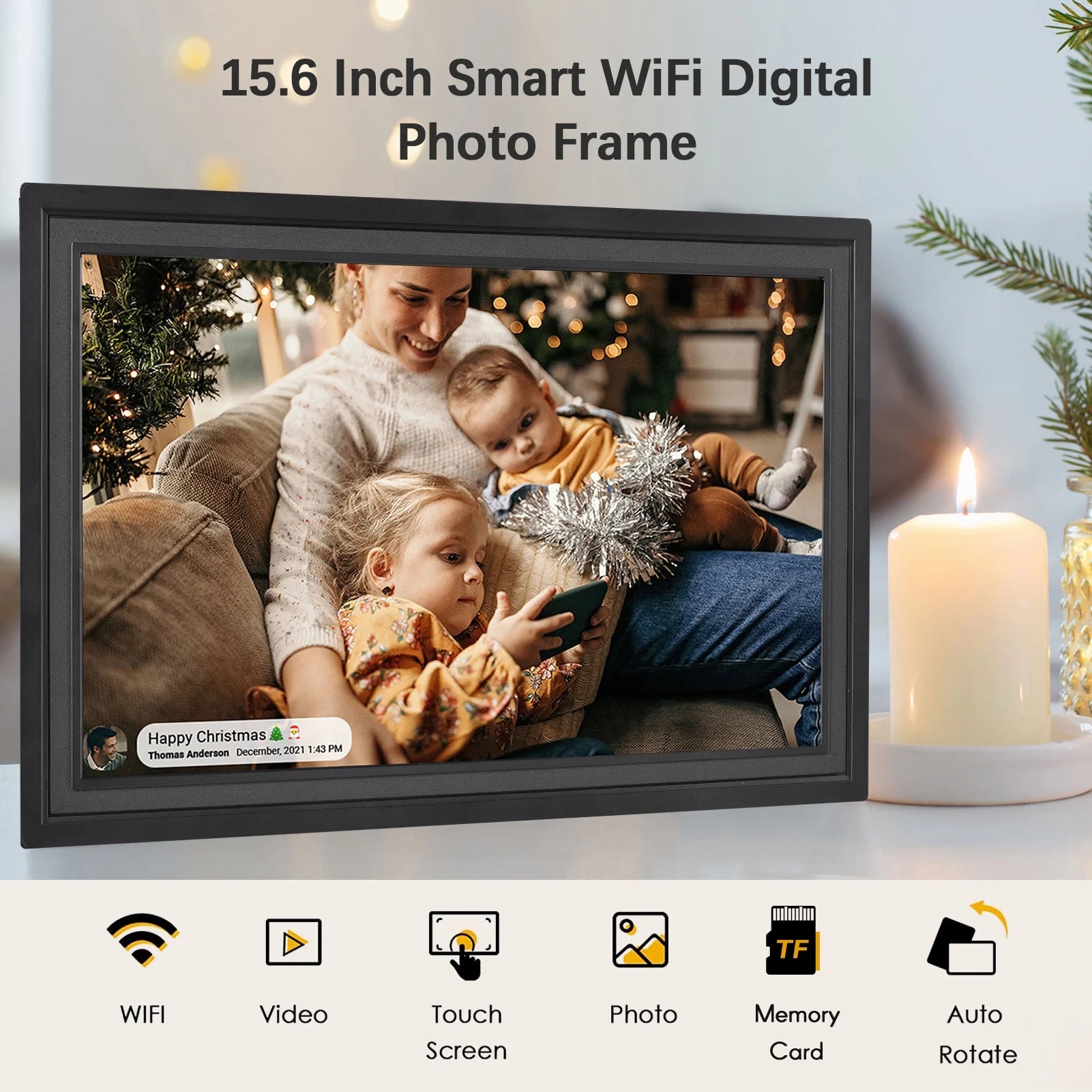 Anself WiFi Digital Photo Frame 15.6-Inch 16GB Y755067