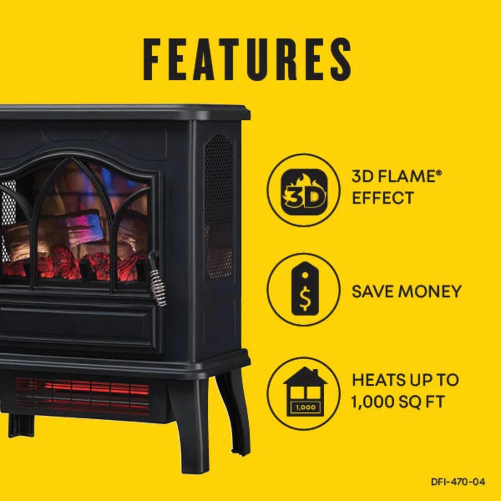 Duraflame 3D Infrared Quartz Electric Fireplace Stove Heater, Black K755