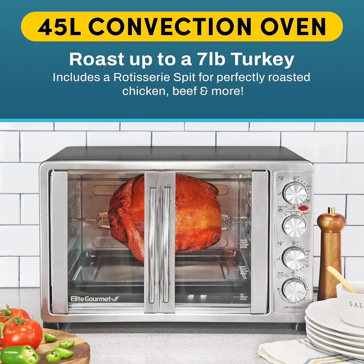 French Door 47.5Qt Convection Oven with Rotisserie W252