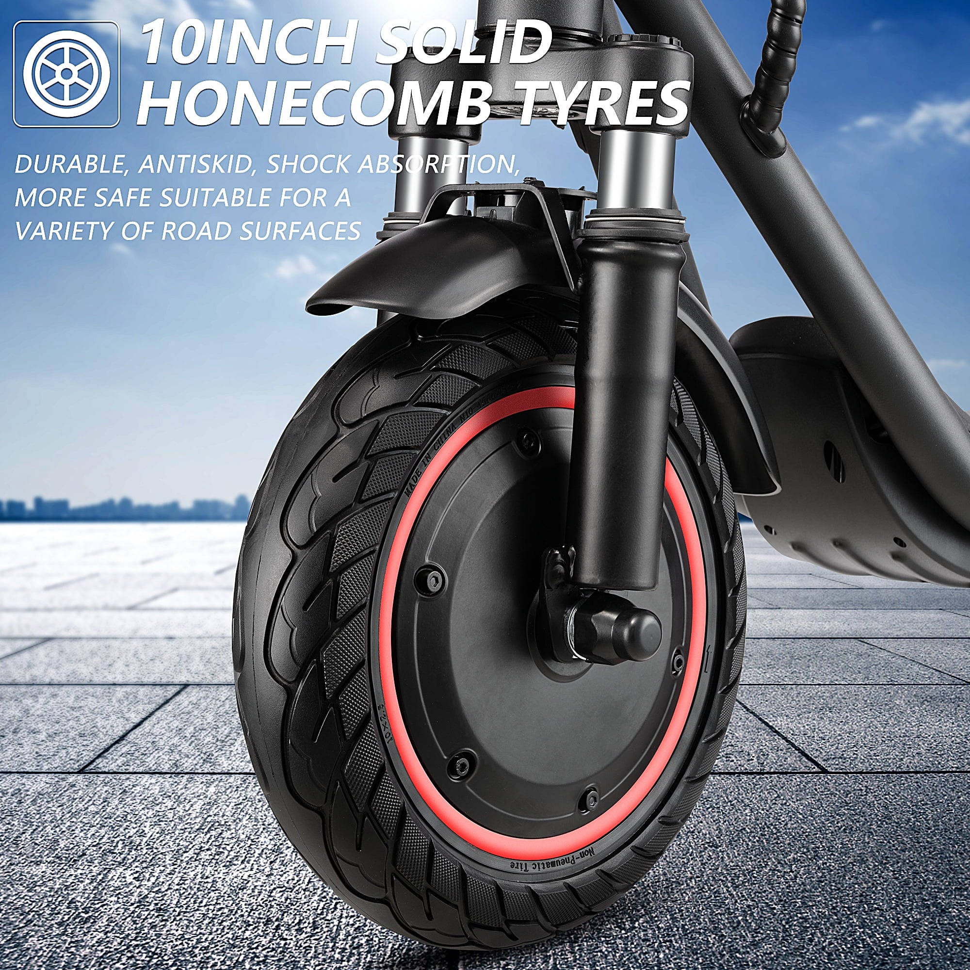 Electric Scooter for Adults, 500W Motor, 15 MPH, 10" Solid Tires U737