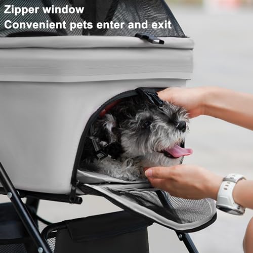 4 Wheels Pet Stroller for Small Dogs and Cats with Cup Holder & Removable Liner W1890