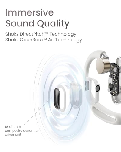 SHOKZ OpenFit Air Open-Ear Wireless Earbuds, Water Resistant, Black C474002