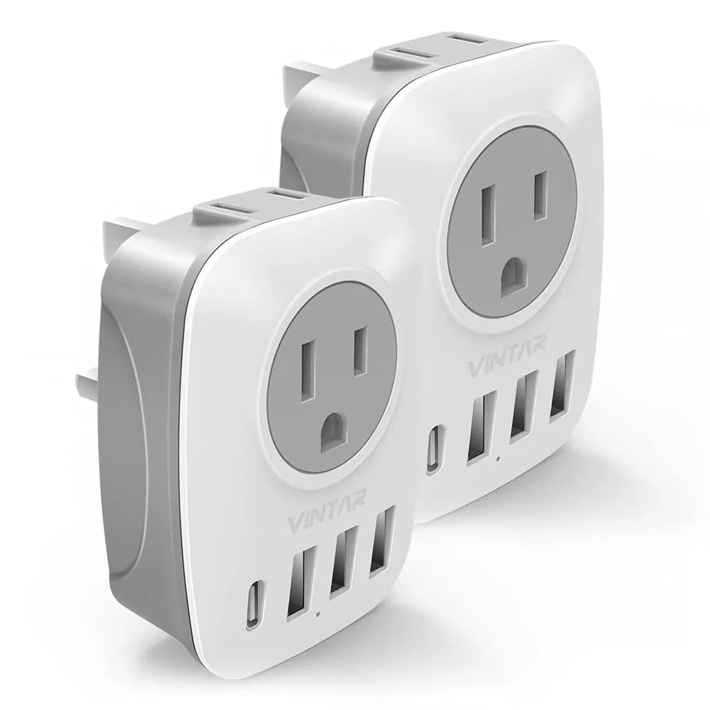 VINTAR Travel Adapter for US to UK Plug Adapter, Type G Plug Adapter, International Outlet Adaptor with 4 USB Charger Ports, Adaptor for USA to British England Scotland Irish London Hong Kong, 2 Pack