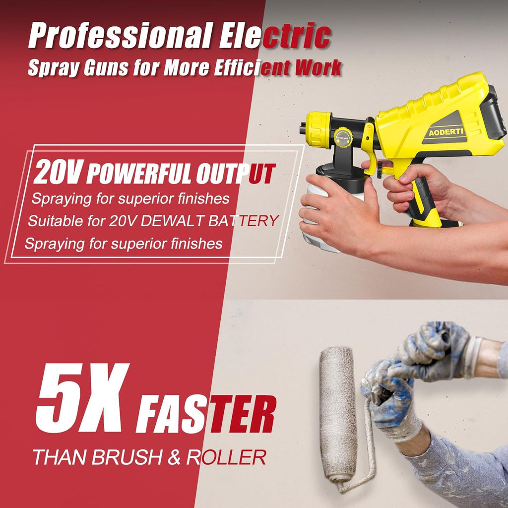 Cordless Paint Sprayer for DEWALT 20V Max Battery, HVLP Spray Gun, Yellow C6998
