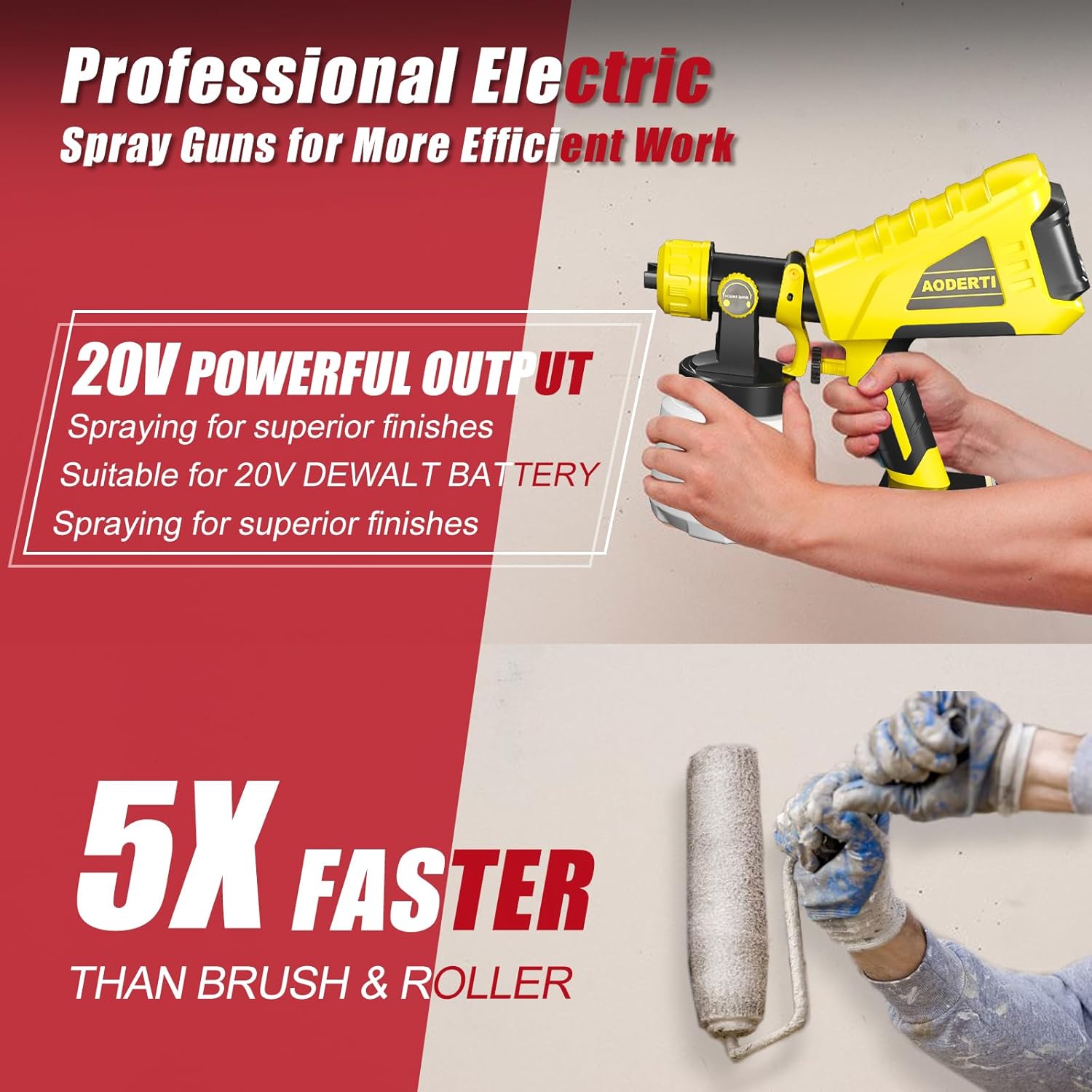 Cordless Paint Sprayer for DEWALT 20V Max Battery, HVLP Spray Gun, Yellow C6998