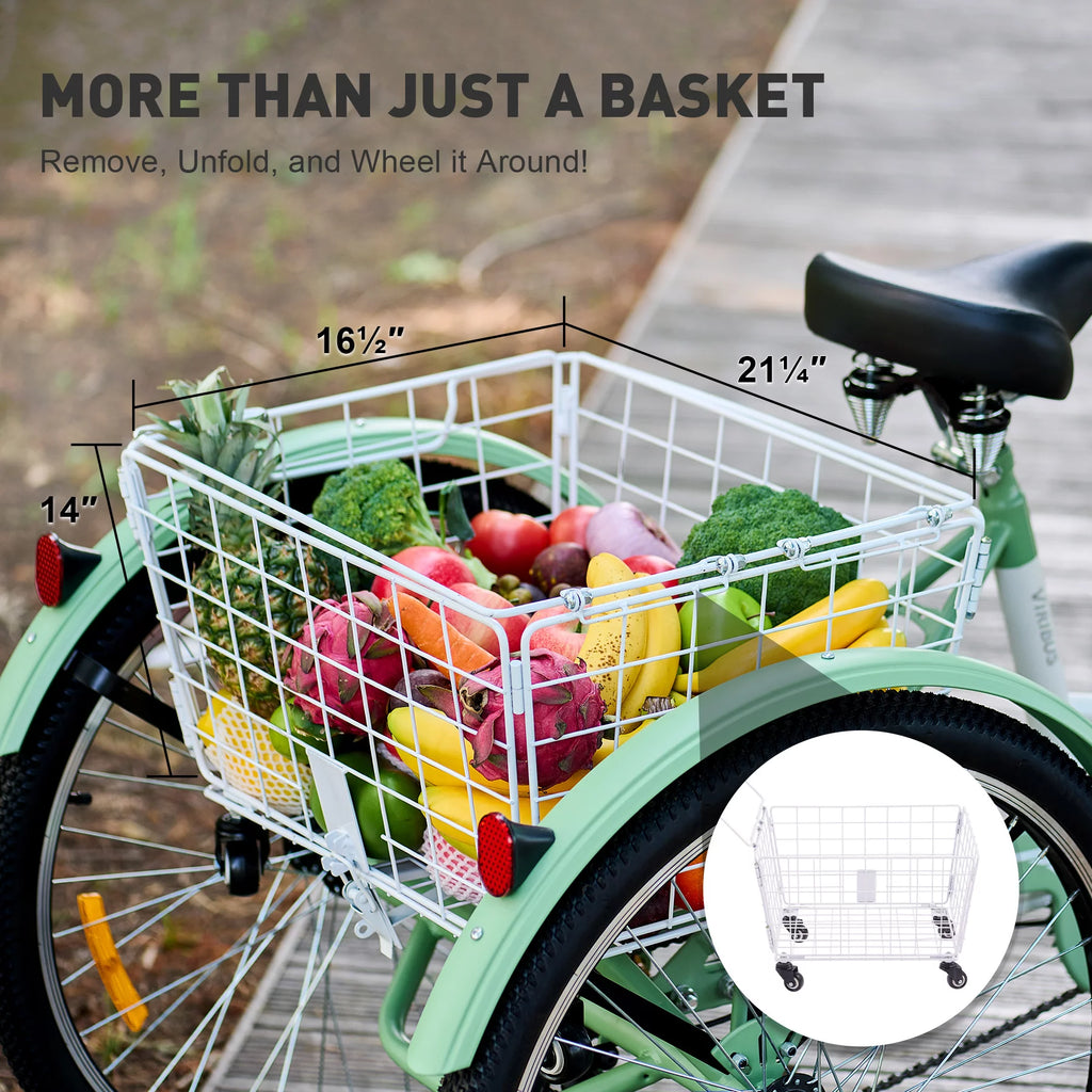VIRIBUS Adult Tricycle 26 Inch 7 Gears with Front Rear Basket O4659