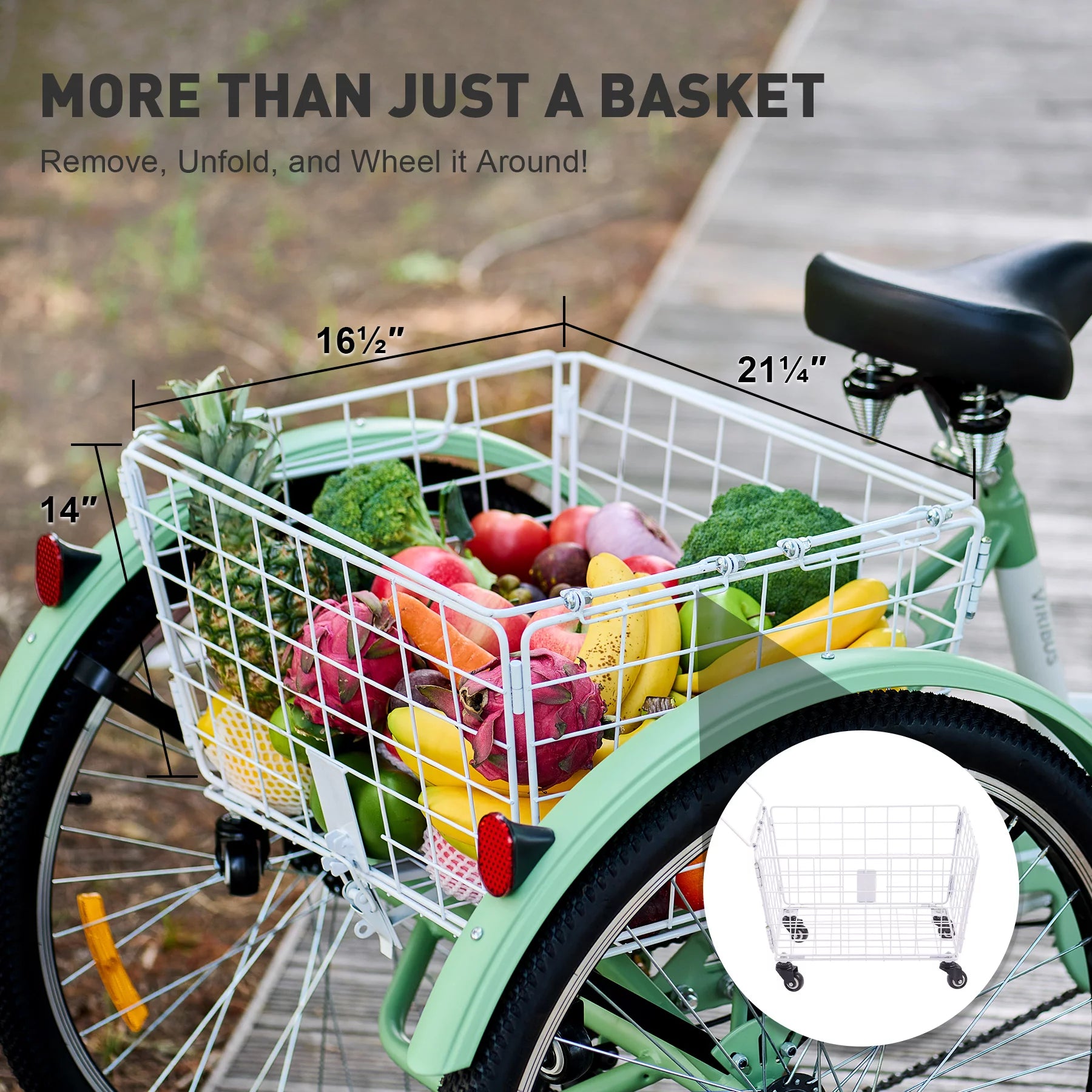 VIRIBUS Adult Tricycle 26 Inch 7 Gears with Front Rear Basket O4659