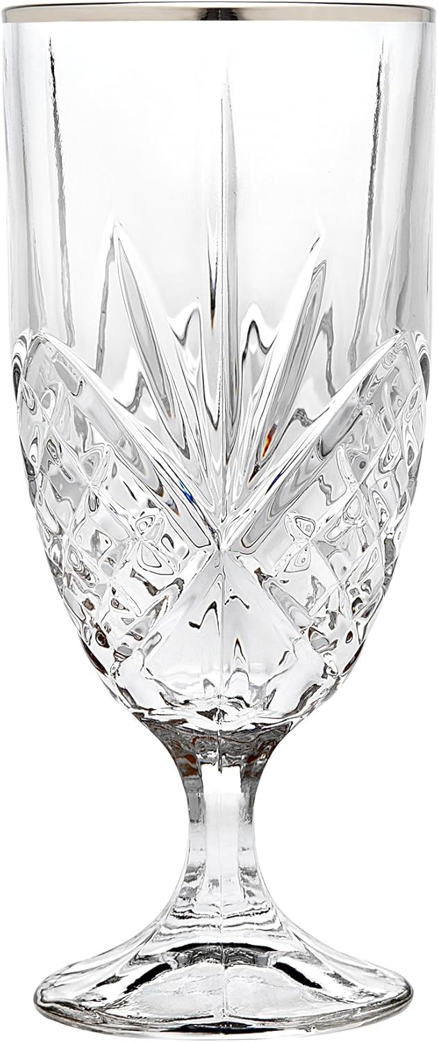 Godinger Dublin Iced Tea Glasses, Platinum Rim, Set of 4 V3826