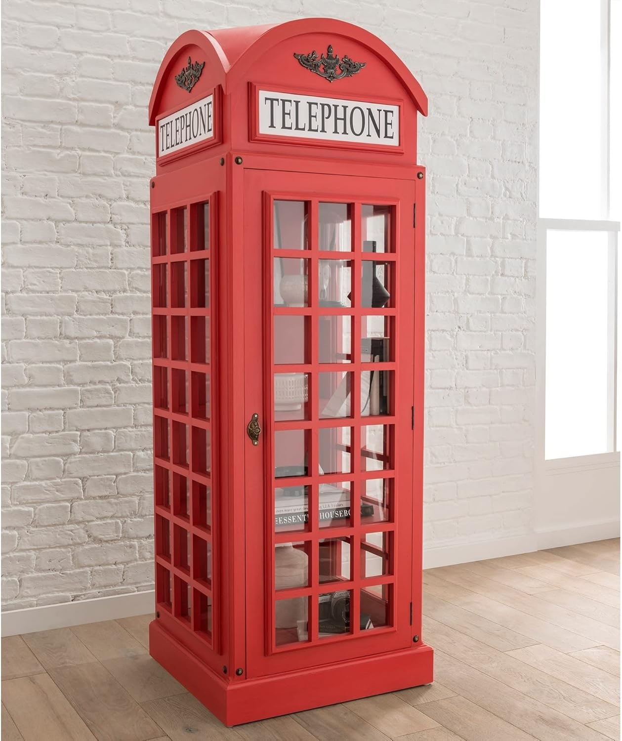 Telephone Box Design Drinks Cabinet with Glass Display S505