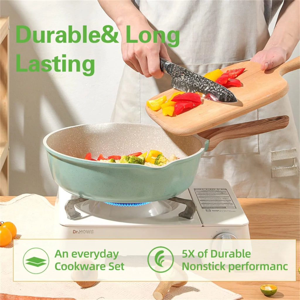 Nonstick Cookware Set 12-Piece Granite Coating Pots and Pans U8802