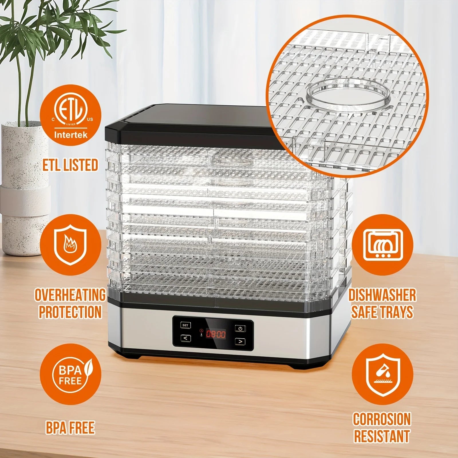Food Dehydrator Digital Stainless Steel 400W C99739